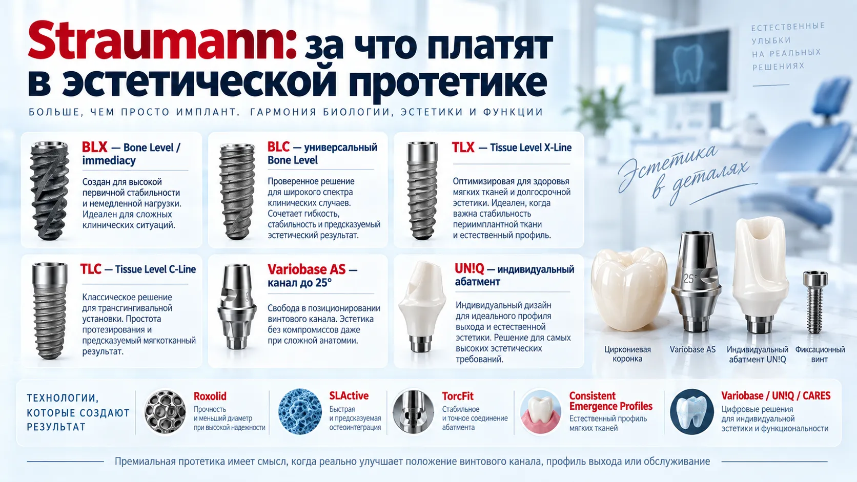 Straumann BLX BLC TLX TLC и протетика Variobase UNIQ